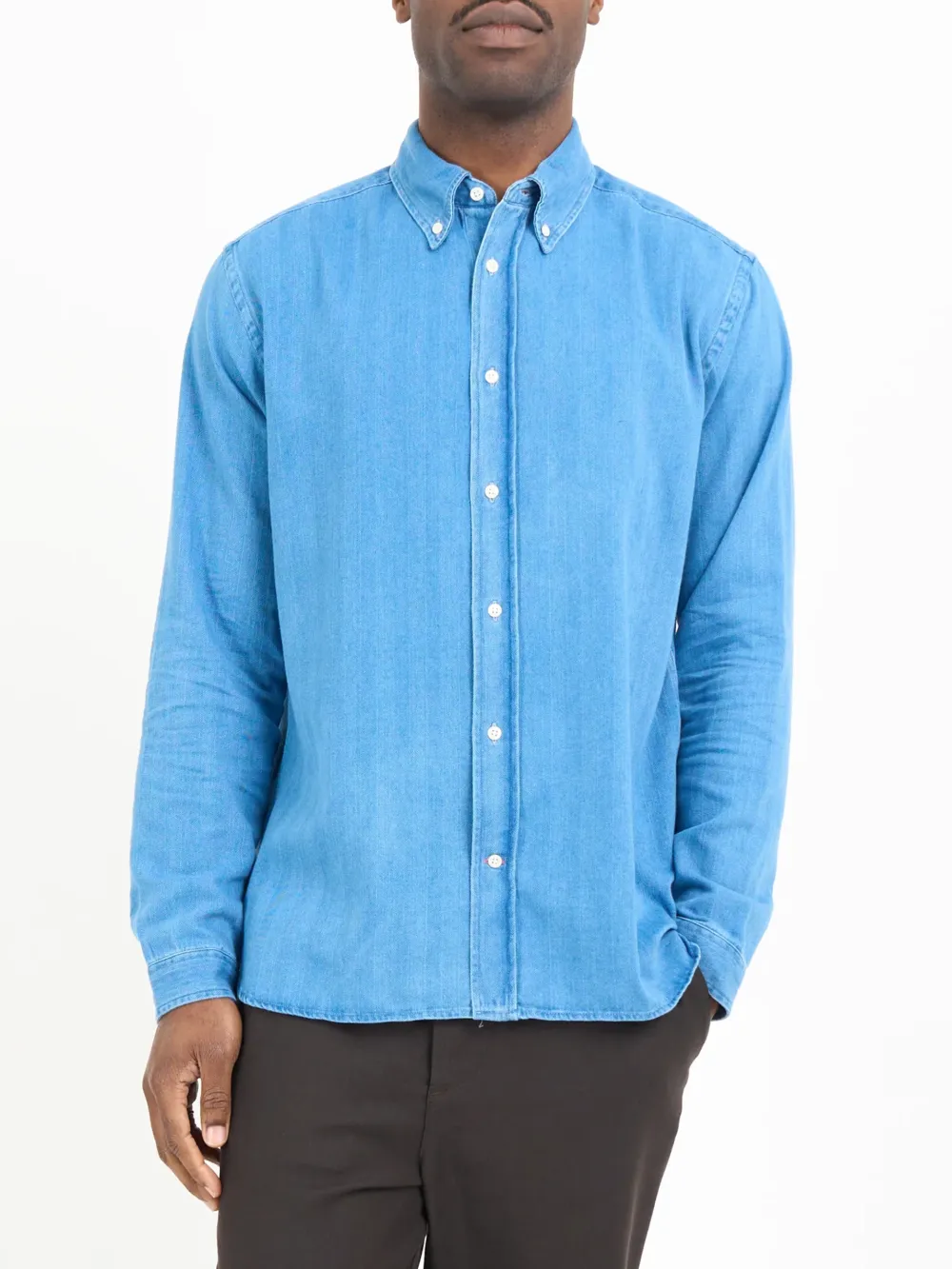 Casual Style  Indigo Cotton Shirt