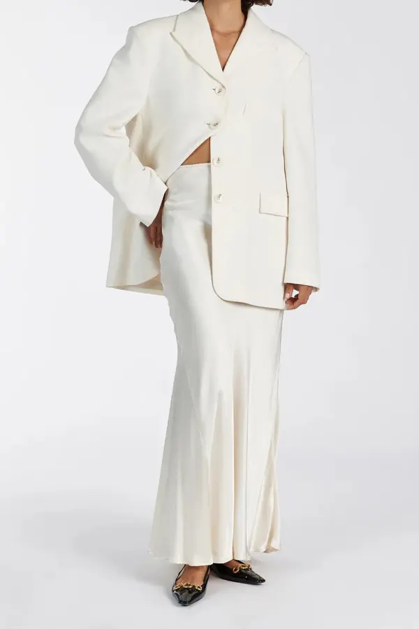 CREAM SATIN MAXI SKIRT