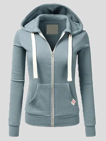 Women's Coats Sports Cardigan Zip Pocket Hooded Coat