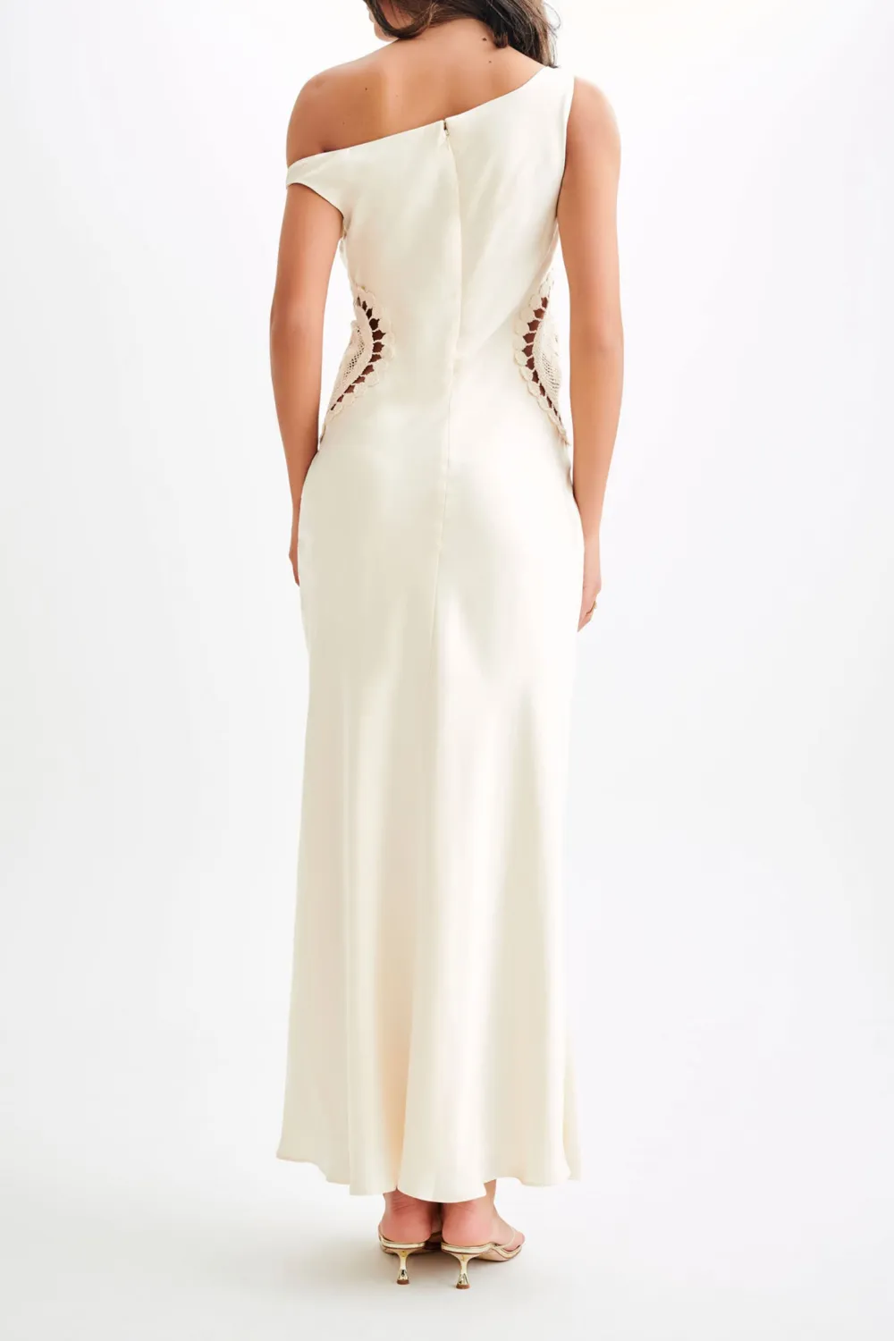 Satin Maxi Dress With Crochet