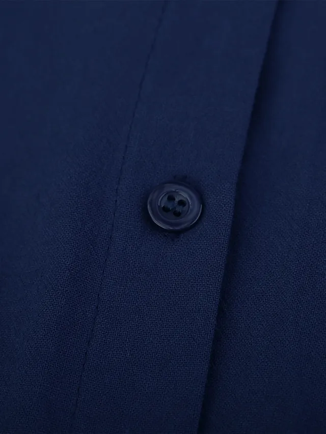 Women's Shirt Blouse Cotton Black White Blue Solid Color Button Pocket 3/4 Length Sleeve Work Daily Streetwear Daily Basic Shirt Collar Regular Fit Spring Fall Fall & Winter