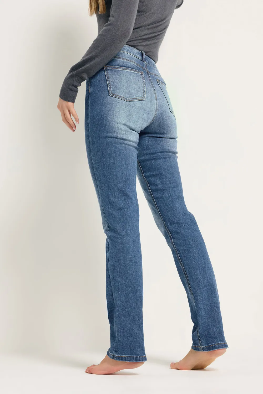 Button Straight Leg Casual Jeans