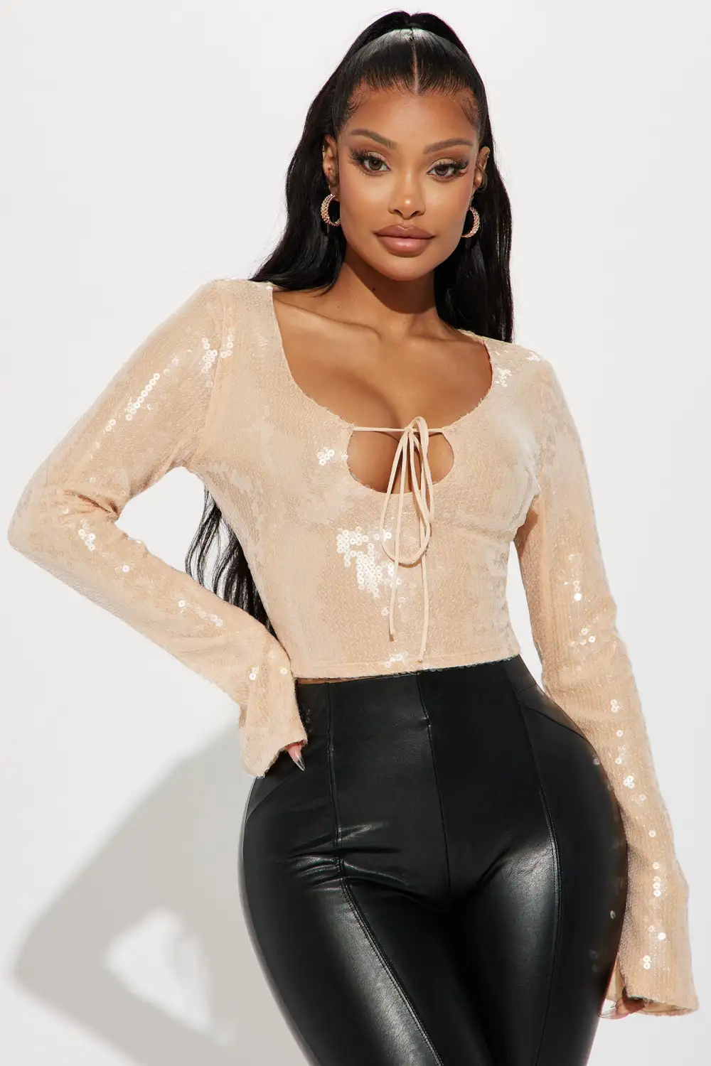 Tonight's Vibe Sequin Top - Champagne