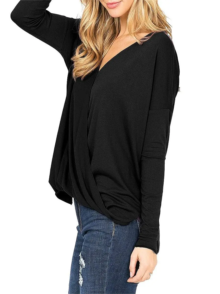 Casual Surplice Long Sleeve Top