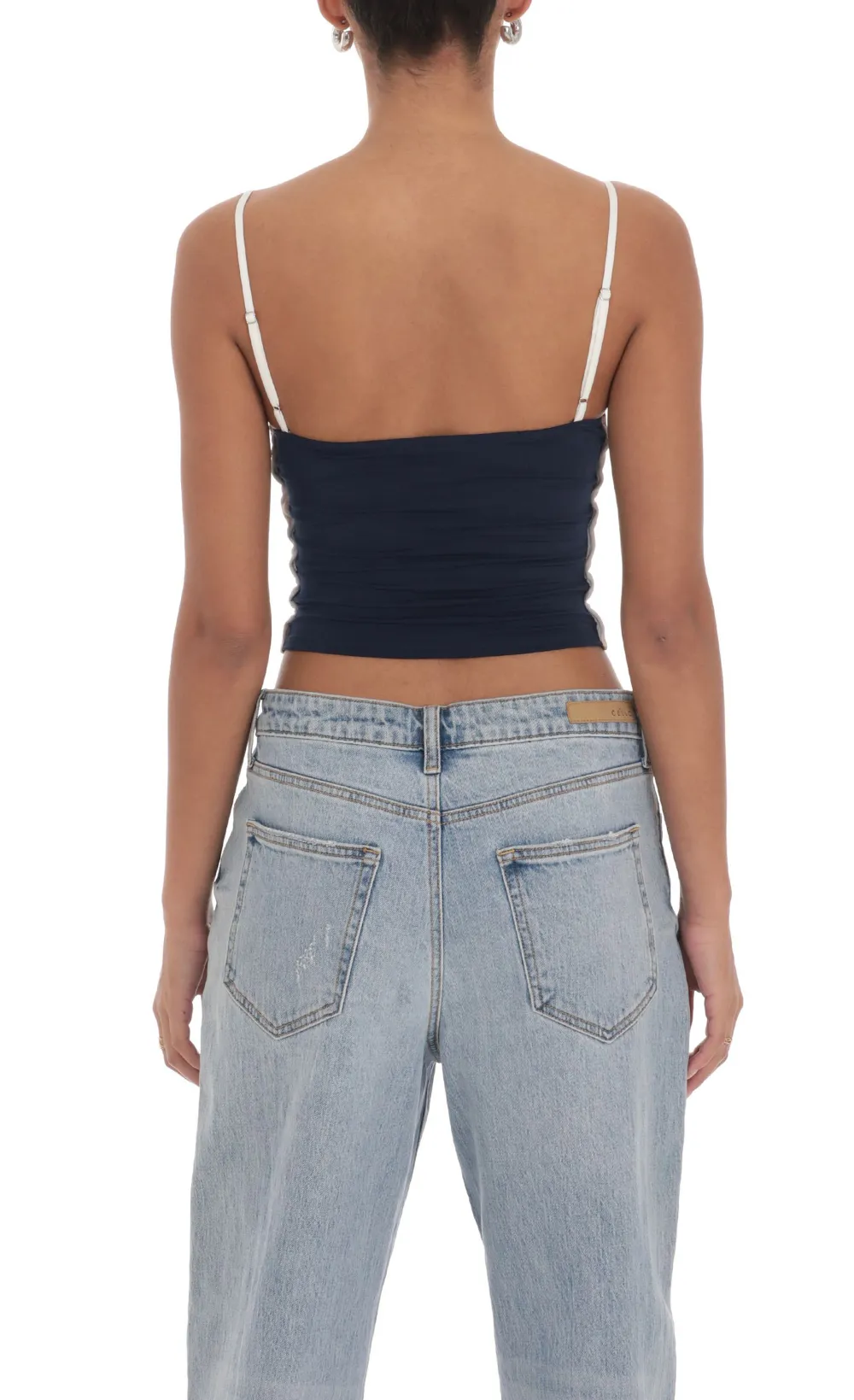 Outline Crop Top in Navy