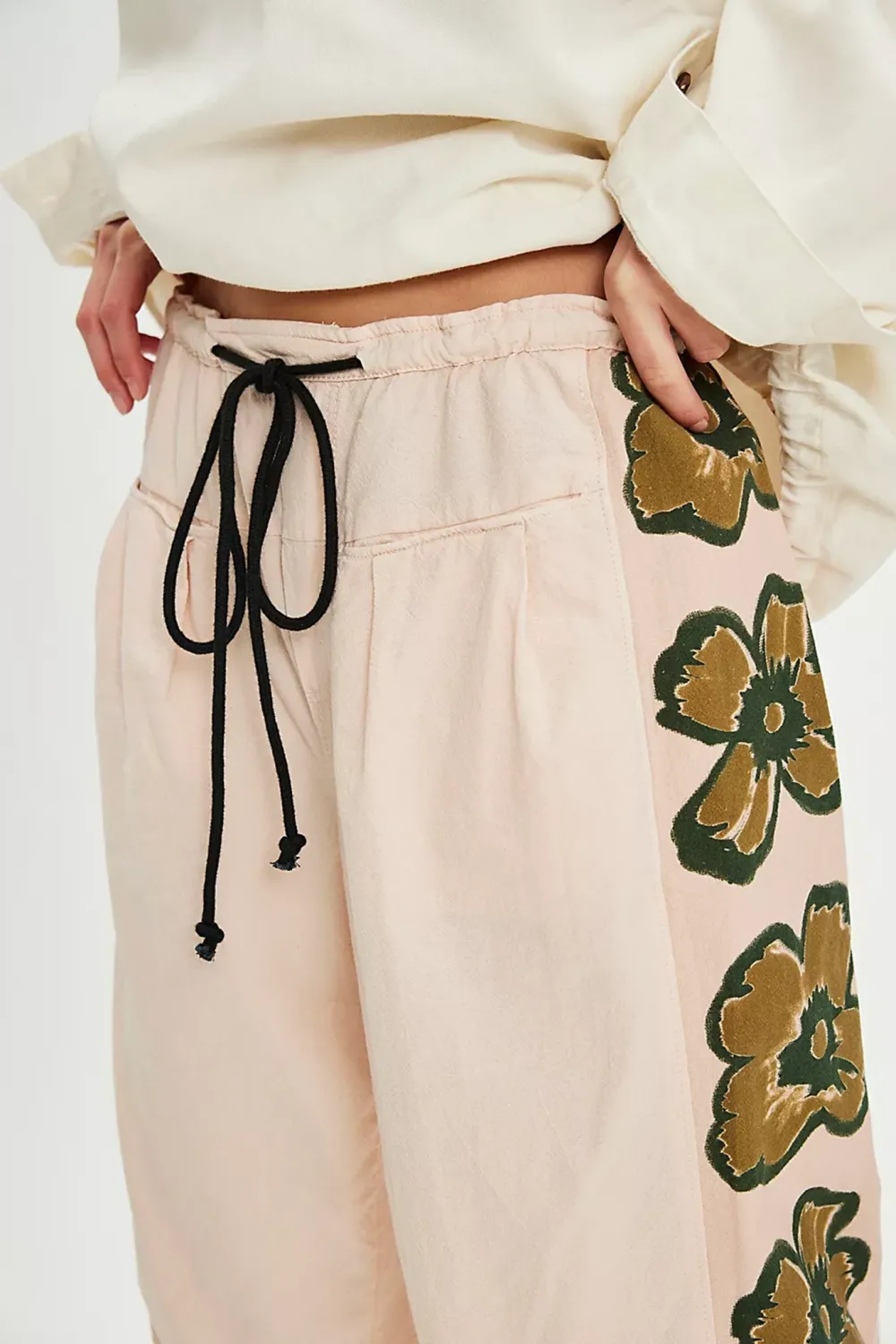Drawstring Waist Wide Leg Pants