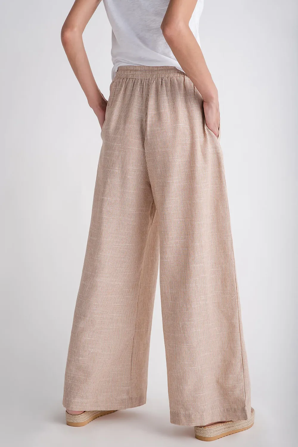 Mustard Seed Wide Leg Striped Pants - Camel