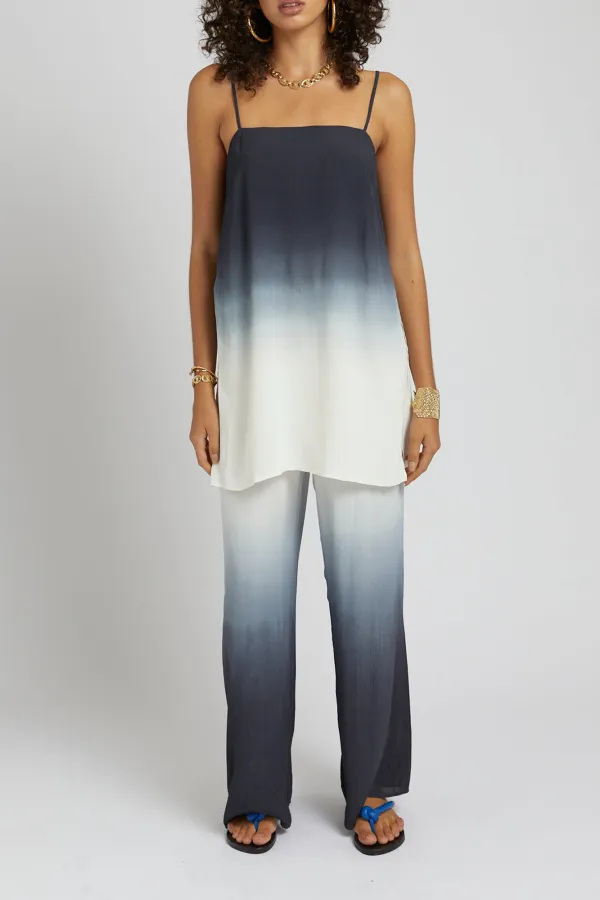White Minimalist Tie-Dye Gradient Loose Straight  Pants