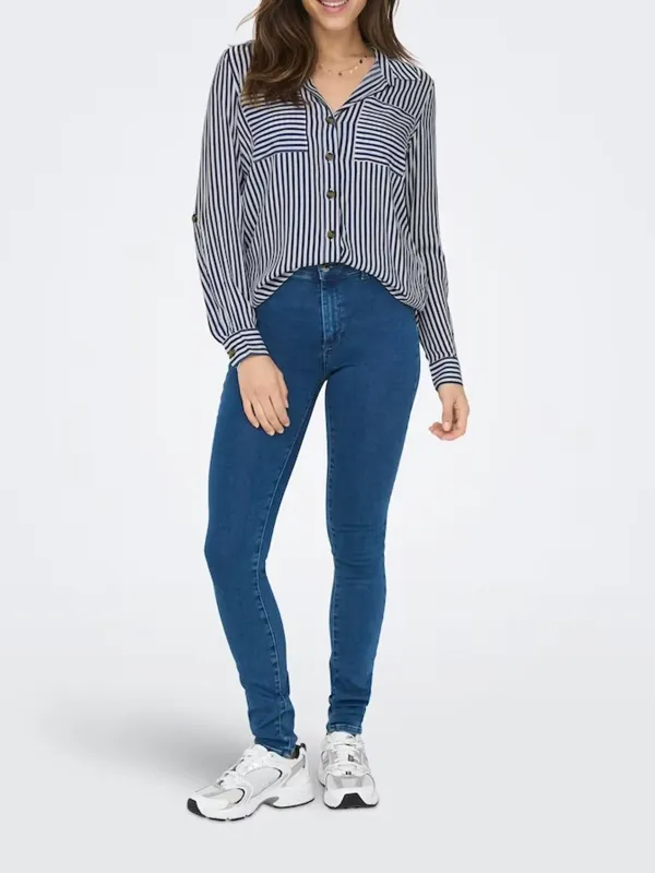 Striped Long Sleeve Casual Style Blouses