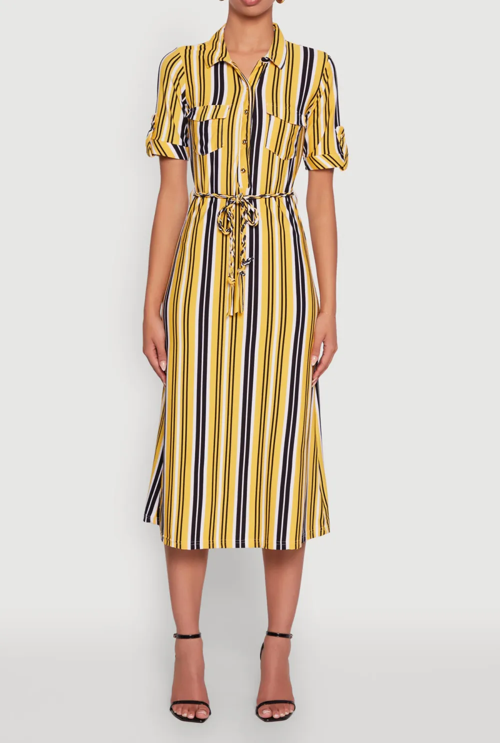 Striped Lace Up Dress