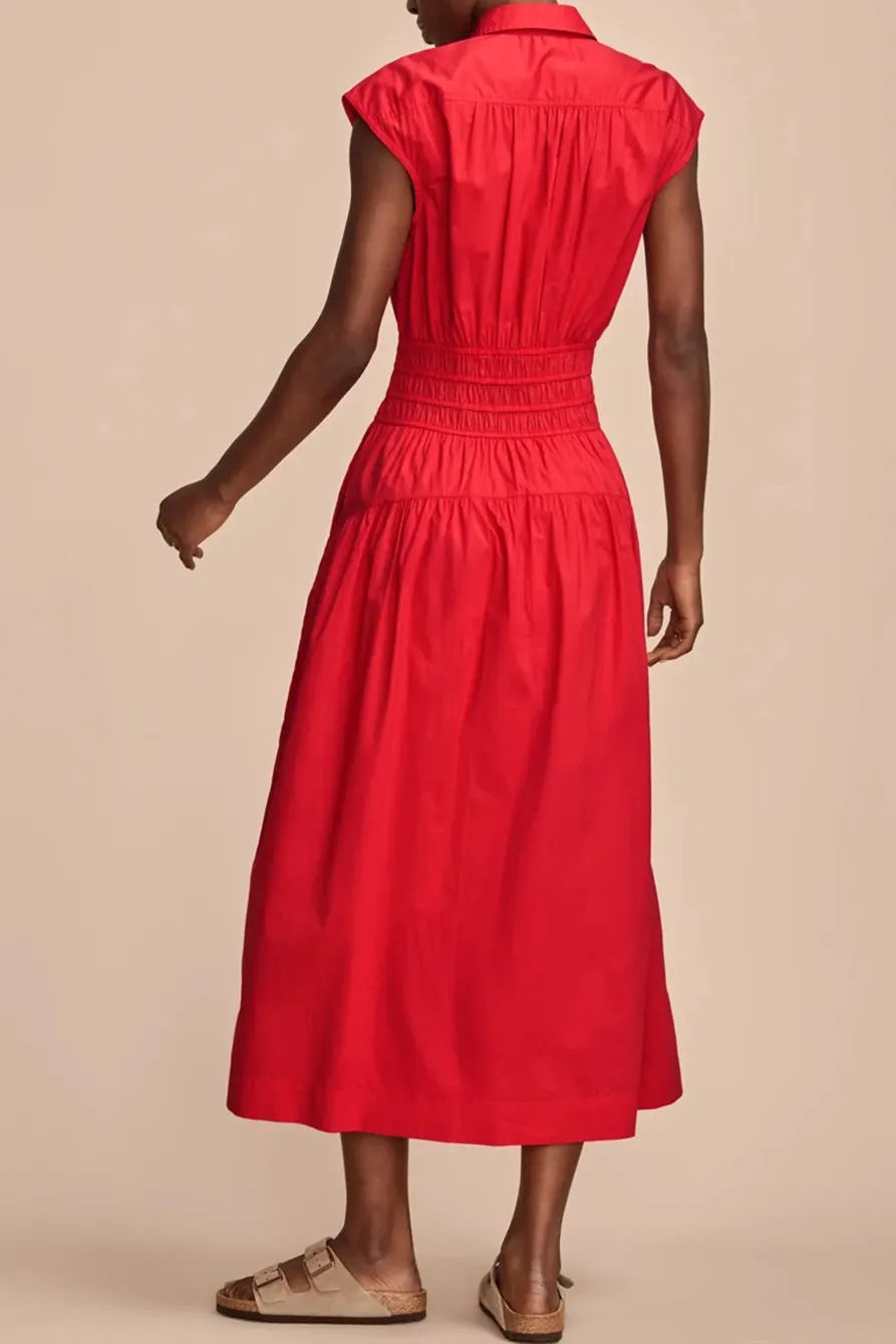 Lollipop Smocked Dropped Waist Midi Dress