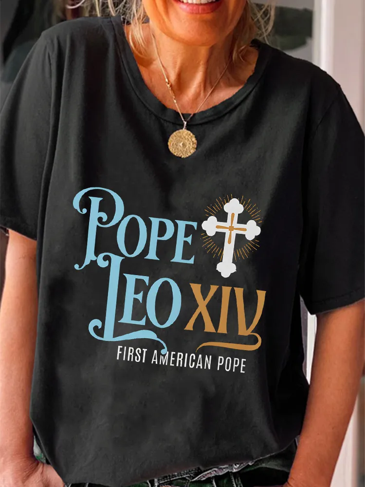 Women'S Pope Leo Xiv First America Pope Round-Neck Short-Sleeved T-Shirt