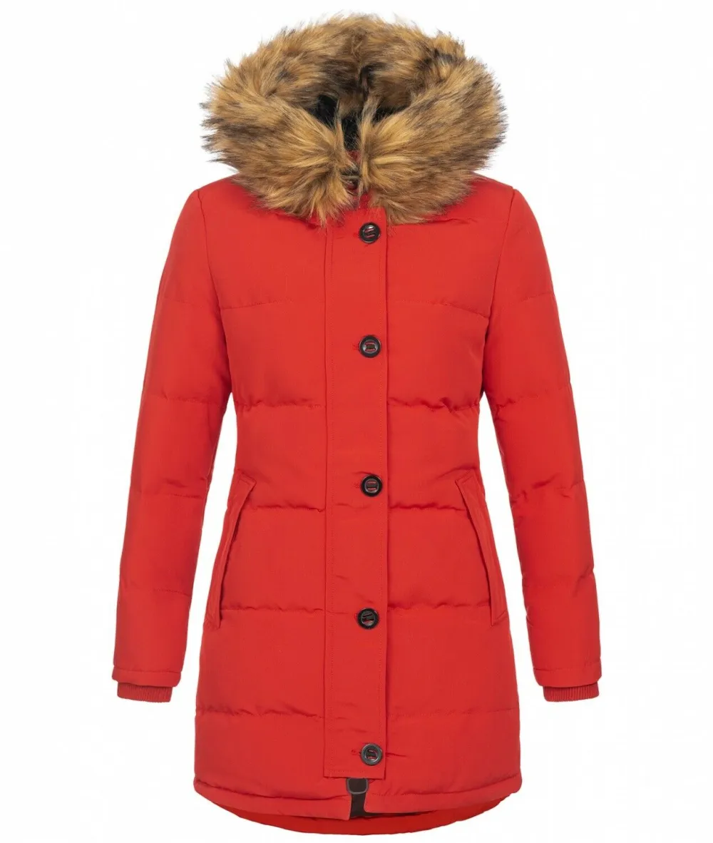 Fashion ladies parka coat with fur collar H