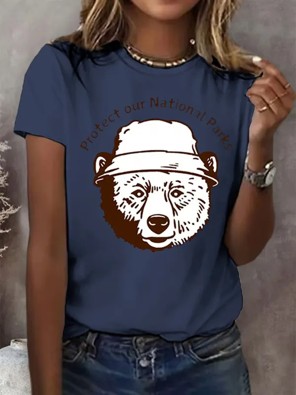 T-Shirt Women Protect Our National Parks Print Crewneck T-Shirt Art Print