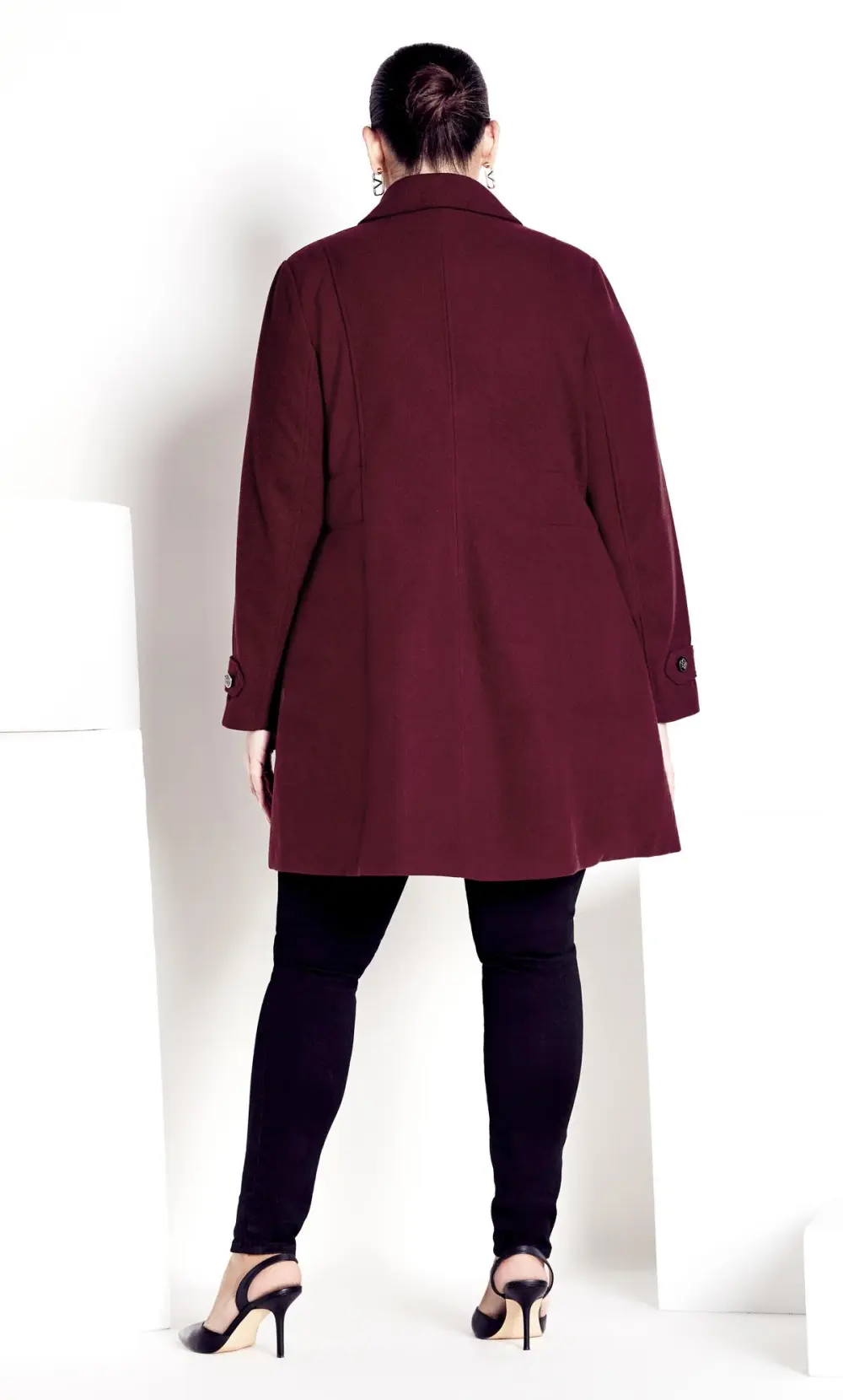 Evans Burgundy Red Collared Formal Coat