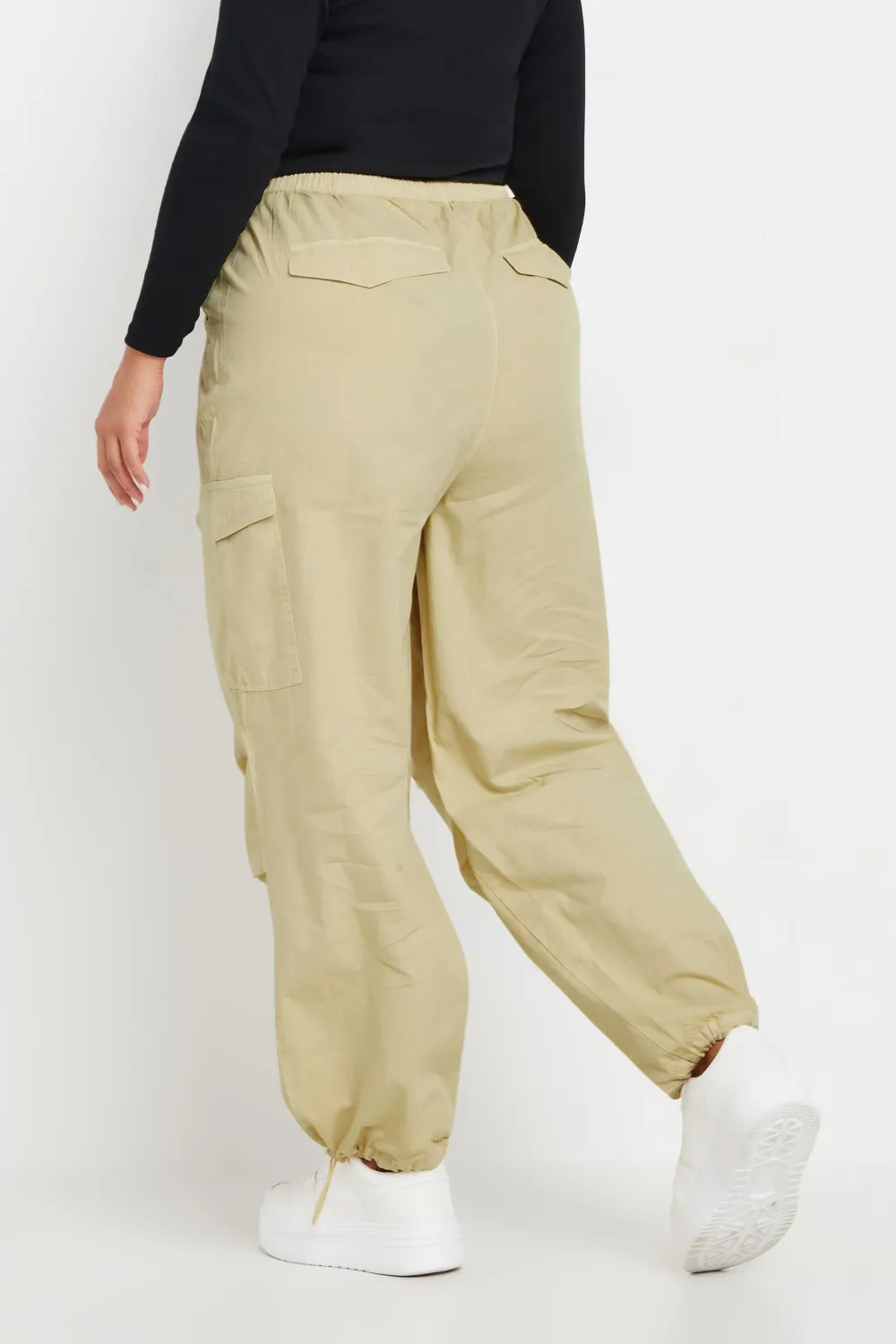 YOURS Curve Khaki Green Cargo Parachute Trousers