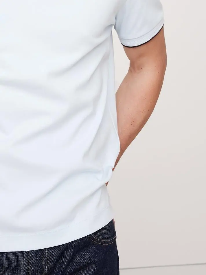 Men's Cotton Cerulean Blue Contrast Polo Shirt