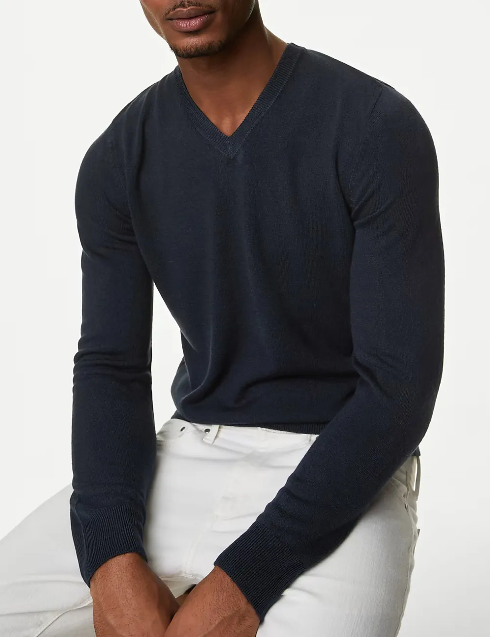V-neck Long-Sleeved Knitted Sweater