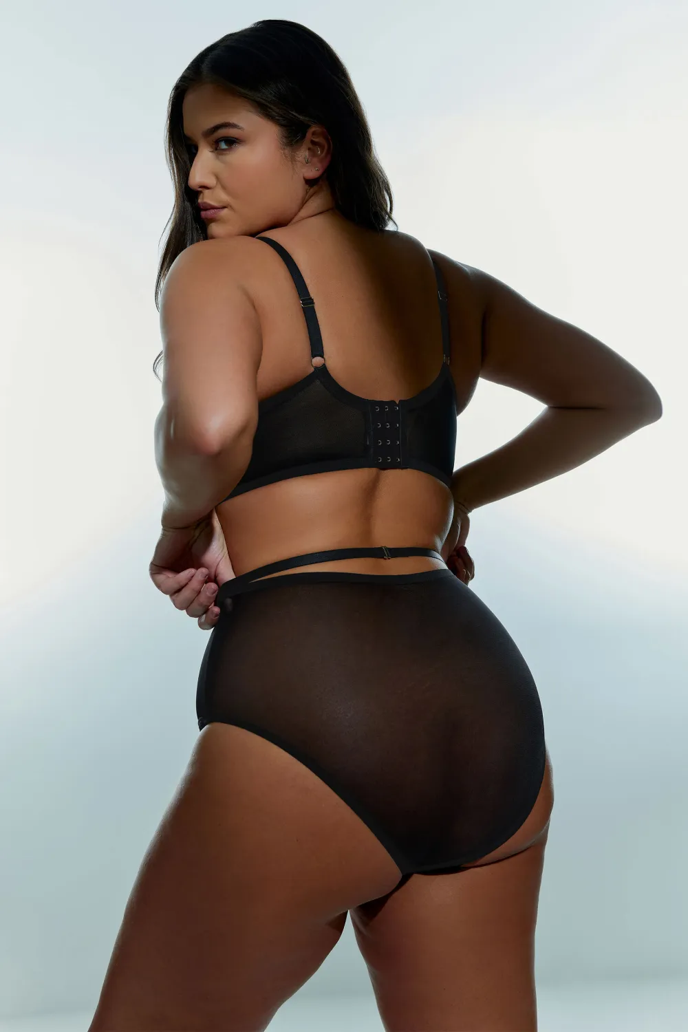 PLAYFUL PROMISES Eddie Black Mesh Crossover Balcony Bra