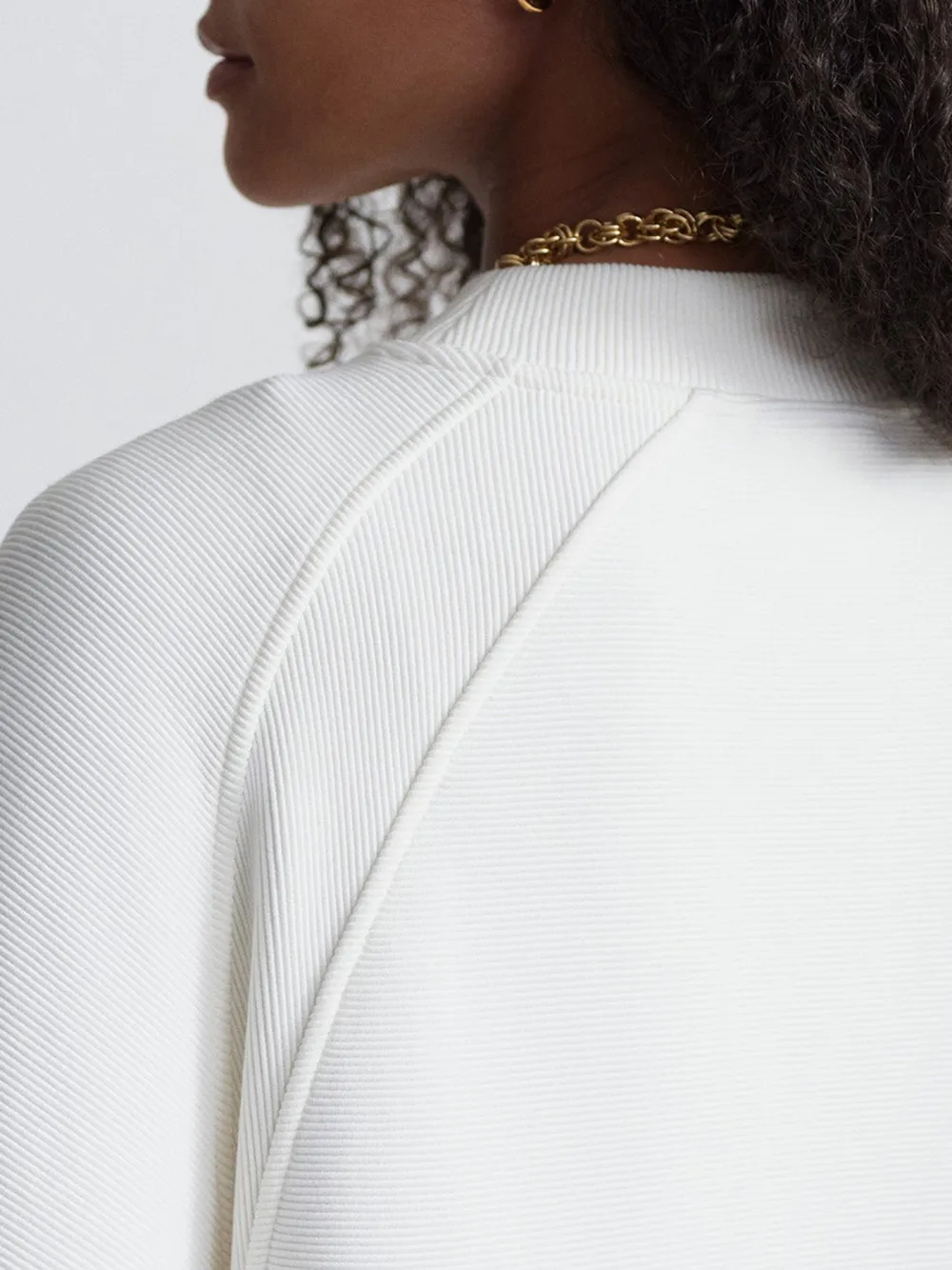 Modern Crew-Neck Side-Zip Textured Sweatshirt