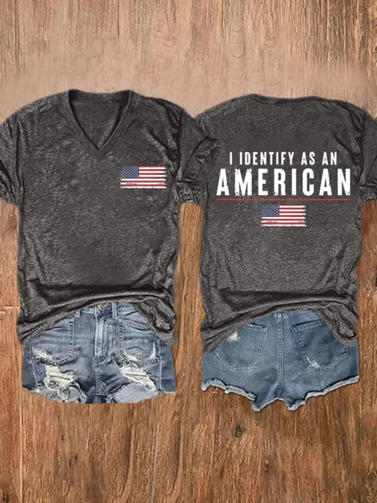 Women'S I Identify As An American V-Neck T-Shirt