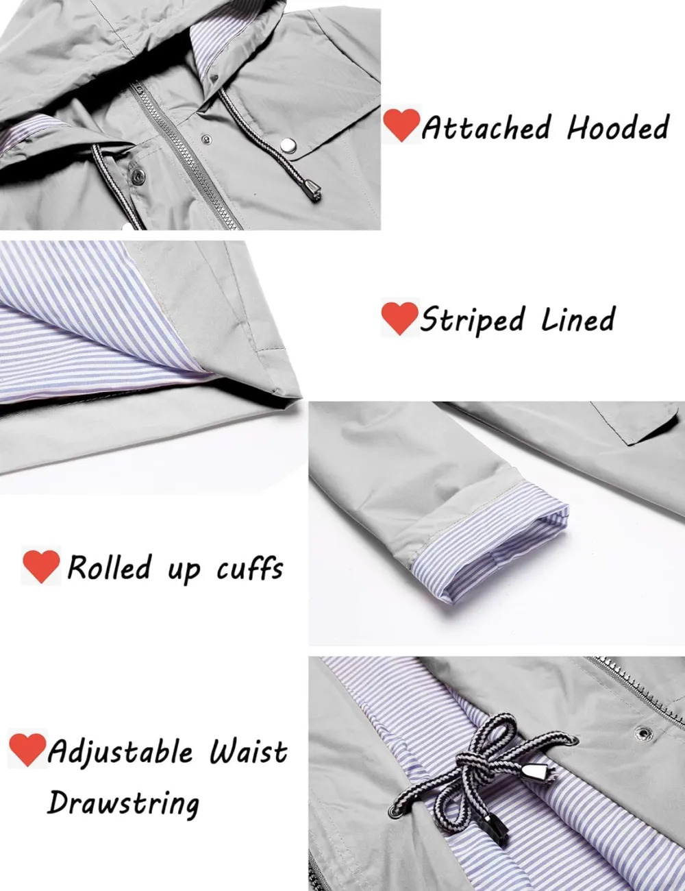 Womens Lightweight Hooded Waterproof Active Outdoor Rain Jacket S-XXL