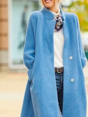 Loose Stand Collar Casual Teddy Jacket