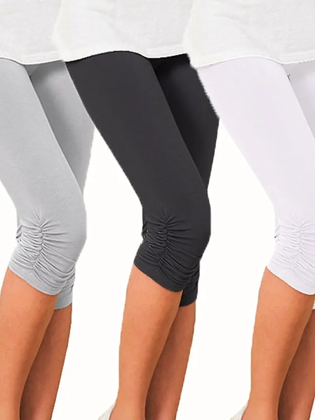 Women's Yoga Pants Sun Protection Tummy Control Butt Lift High Waist Yoga Fitness Gym Workout Capri Leggings Bottoms Violet Black White Sports Activewear High Elasticity Skinny