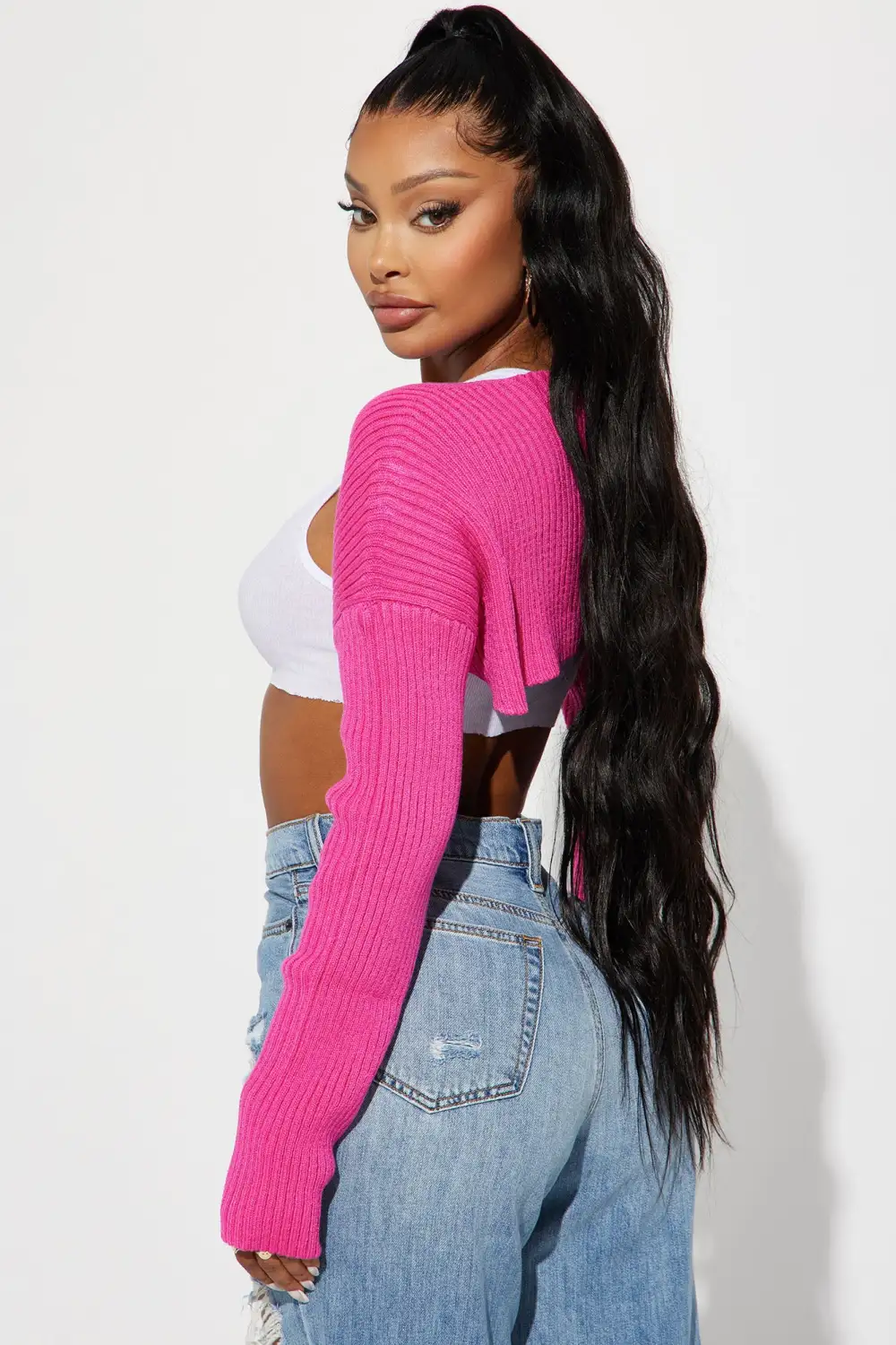 Robyn Bolero Sweater - Hot Pink