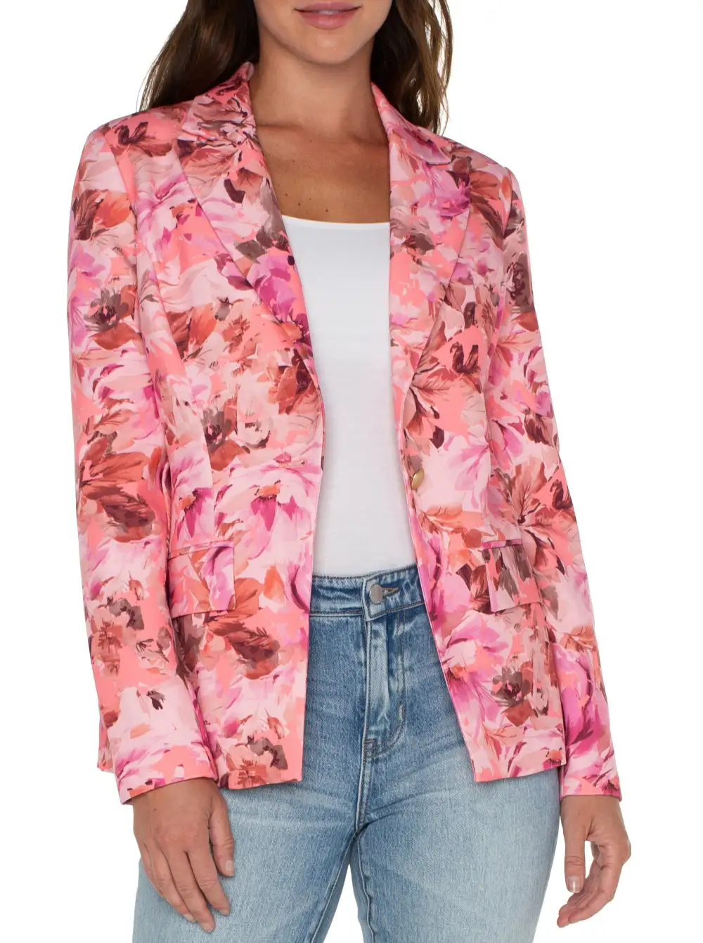 Floral One Button Blazer