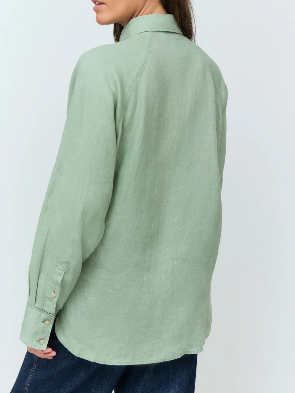 Loose Fit Long Sleeve Linen Button-Up Shirt