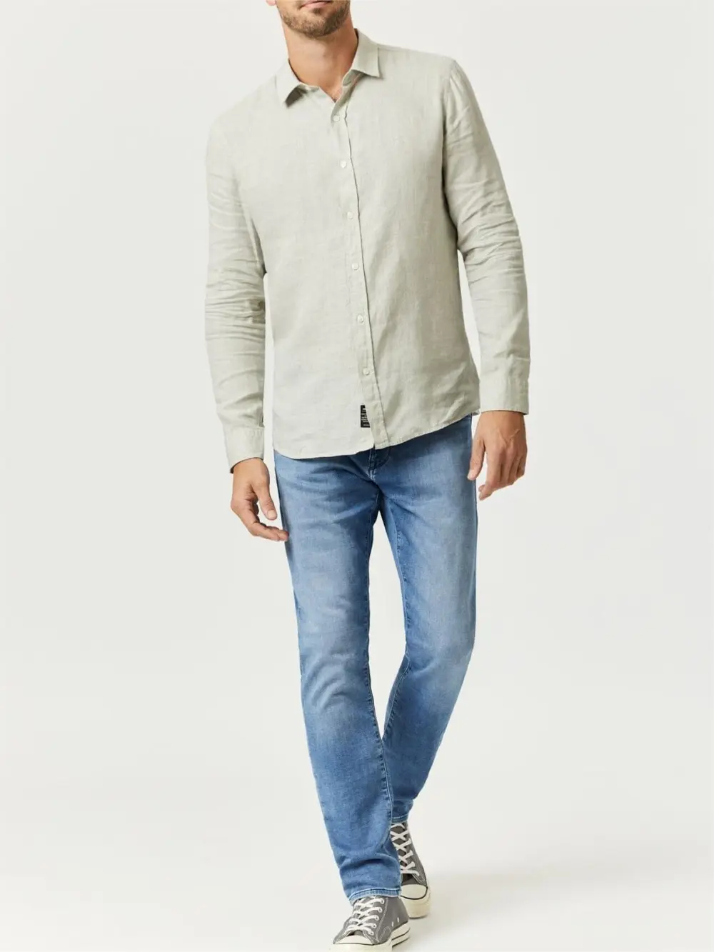 Light Beige Button - Front Men's Shirt