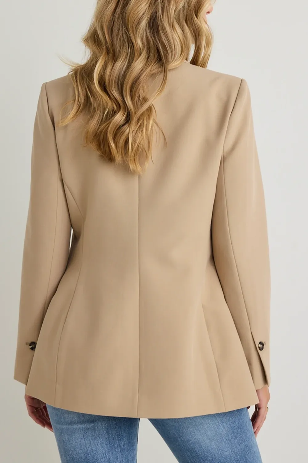 Camel Textured Fitted Blazer