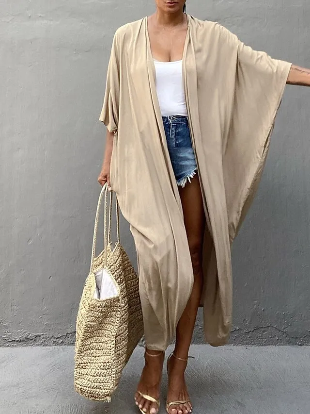 Women's Swimwear Cover Up Beach Top Normal Swimsuit Lace up Pleated UV Protection Pure Color Black White Red Royal Blue Beige V Wire Bathing Suits New Vacation Holiday