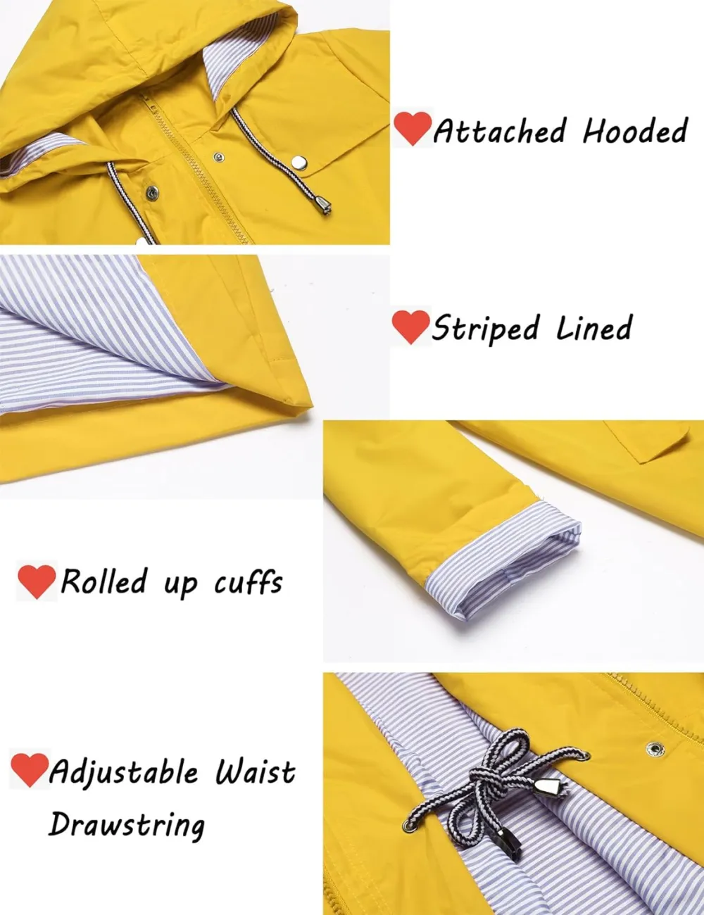 Womens Lightweight Hooded Waterproof Active Outdoor Rain Jacket S-XXL