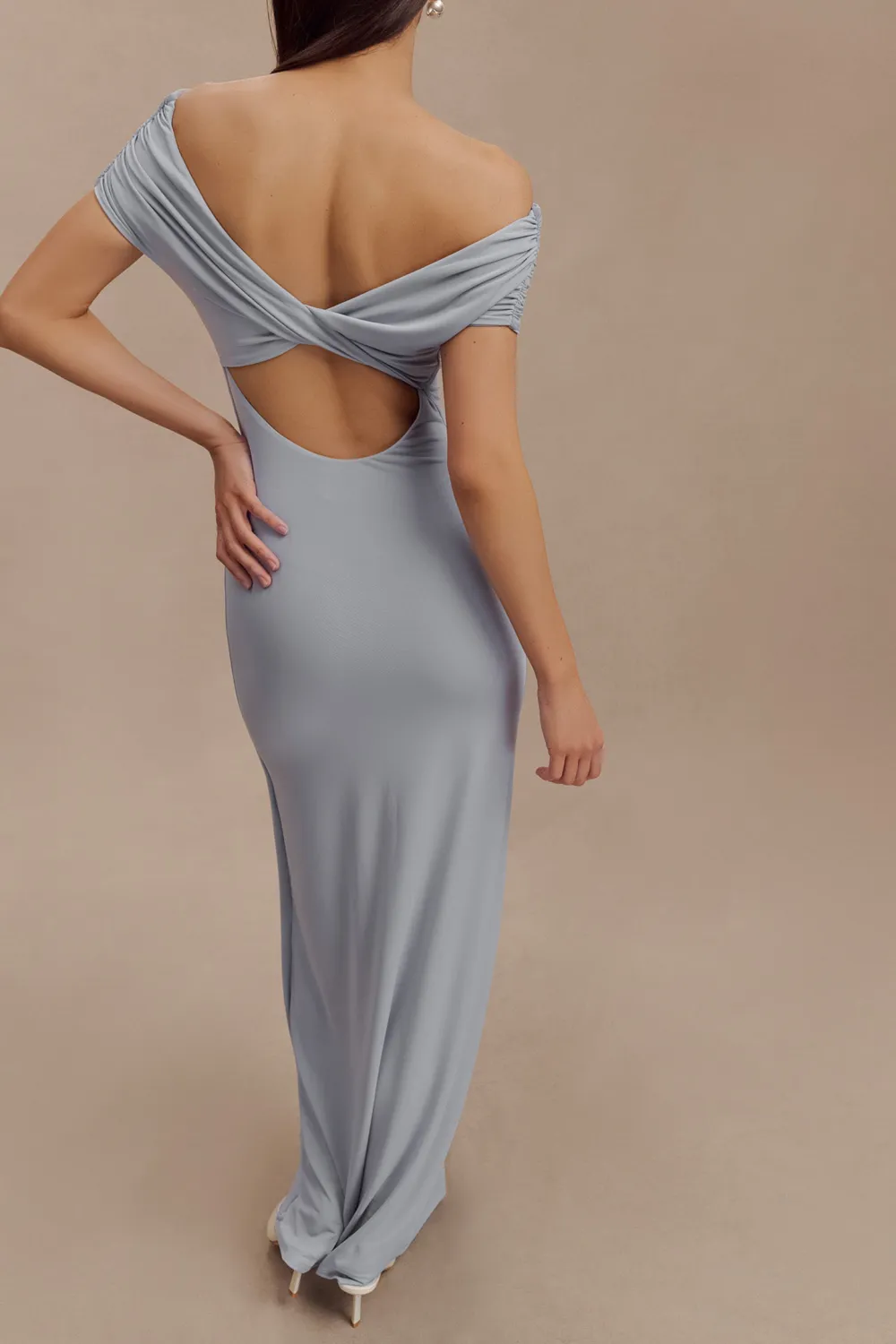 Casual Off Shoulder Slinky Maxi Dress