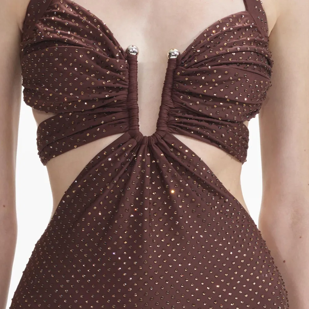 Brown Rhinestone Swimsuit