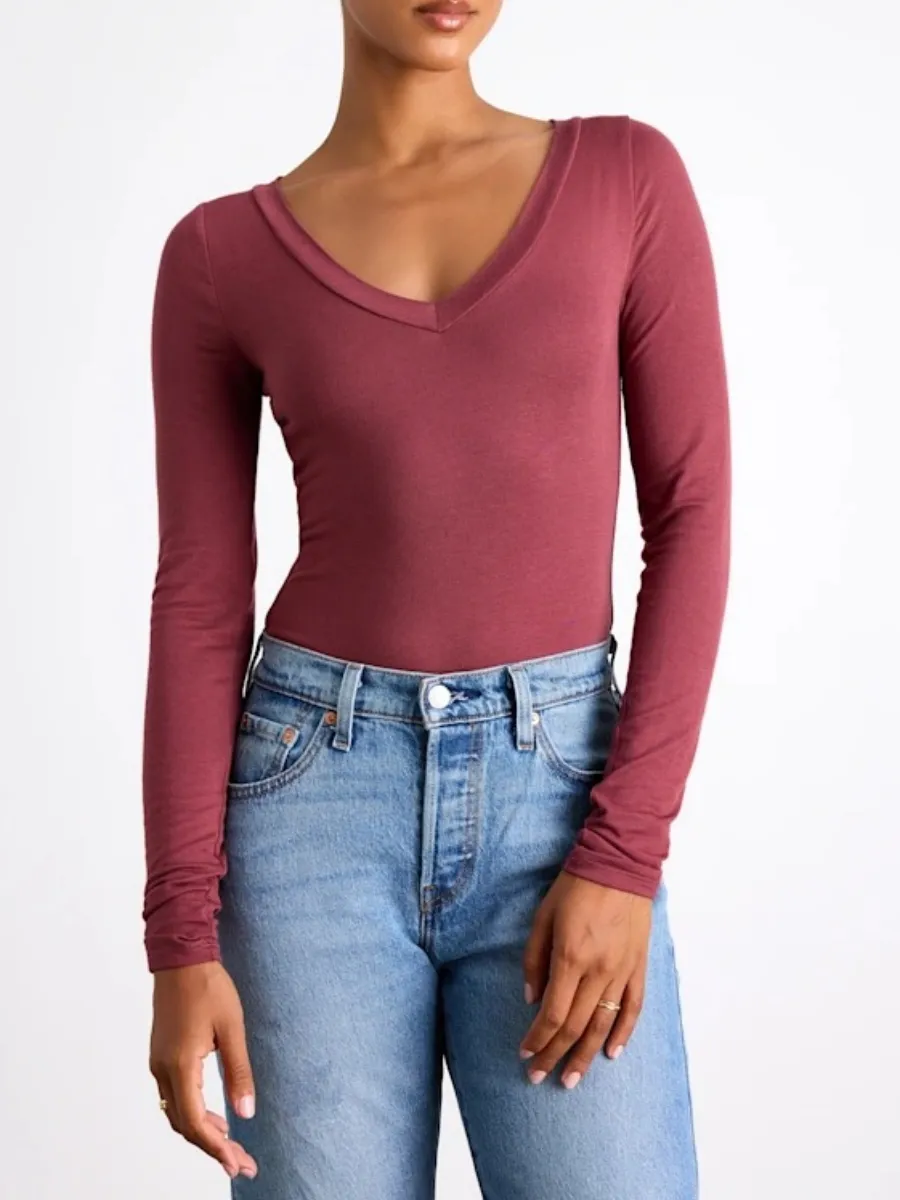 V-Neck Casual Bodysuit