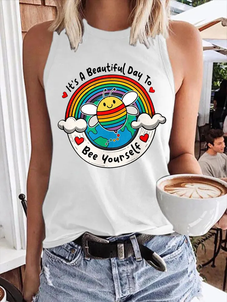Women's It'S A Beautiful Day To Be Yourself Crew Neck Vest