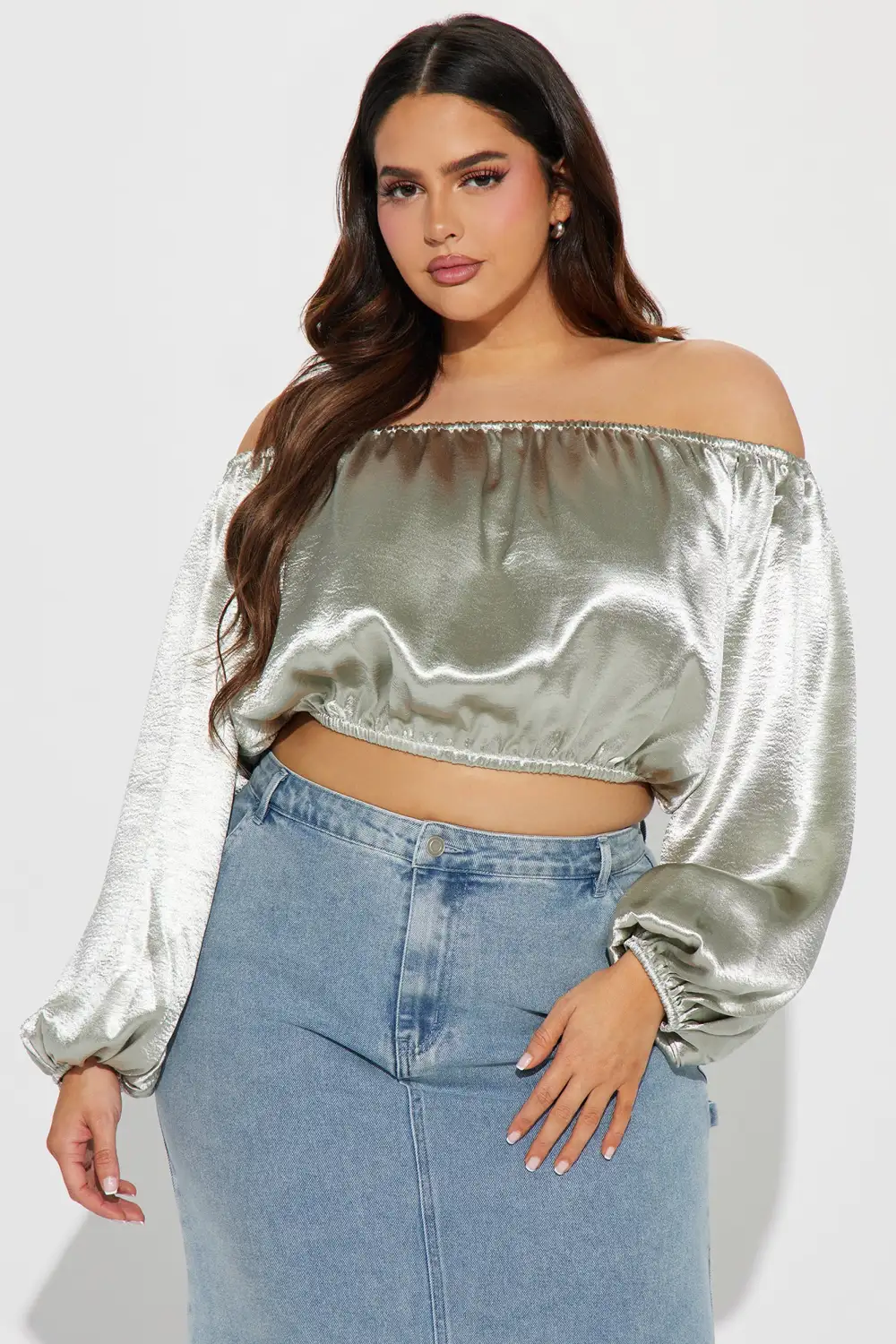 In My Element Metallic Blouse Top - Silver
