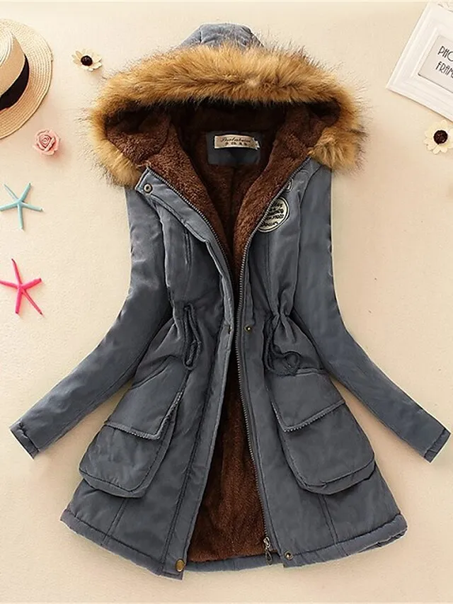 Women's Winter Coat Fleece Lined Parka Thermal Warm Windproof Puffer Jacket with Pocket Hooded Heated Jacket Fall Outerwear Drawstring Outdoor Street Fashion Casual Outerwear