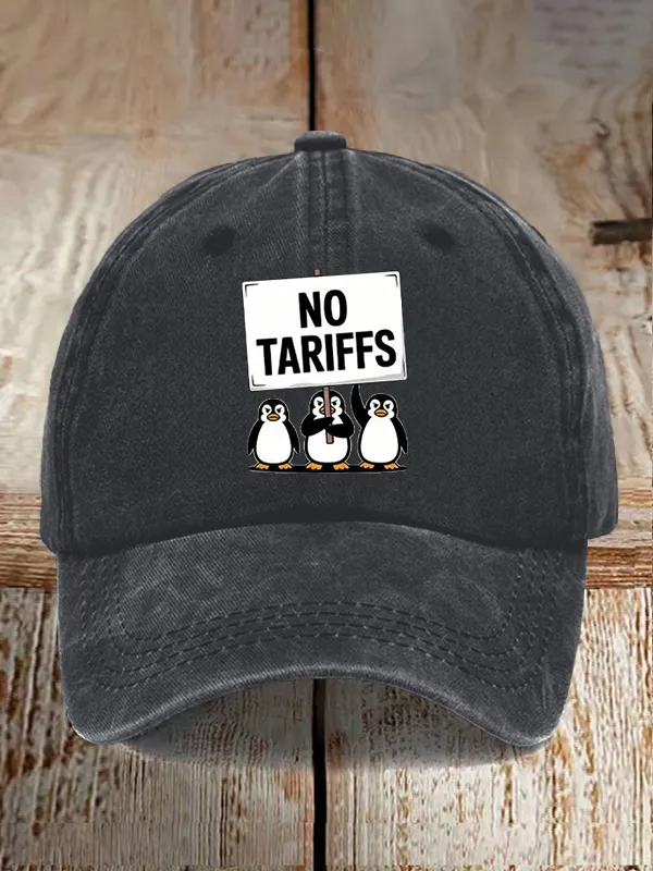 Penguin No Tariffs Print Baseball Cap