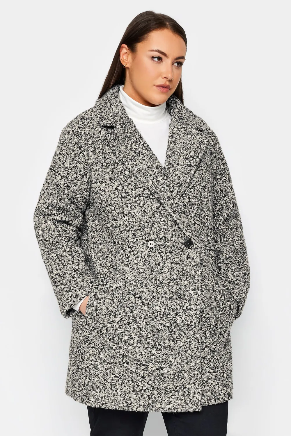 Evans Grey Boucle City Coat