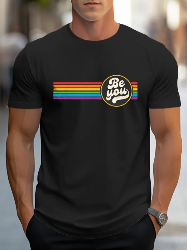 LGBTQ Be You Gay Pride LGBT Ally Rainbow Flag Retro Vintage T Shirt