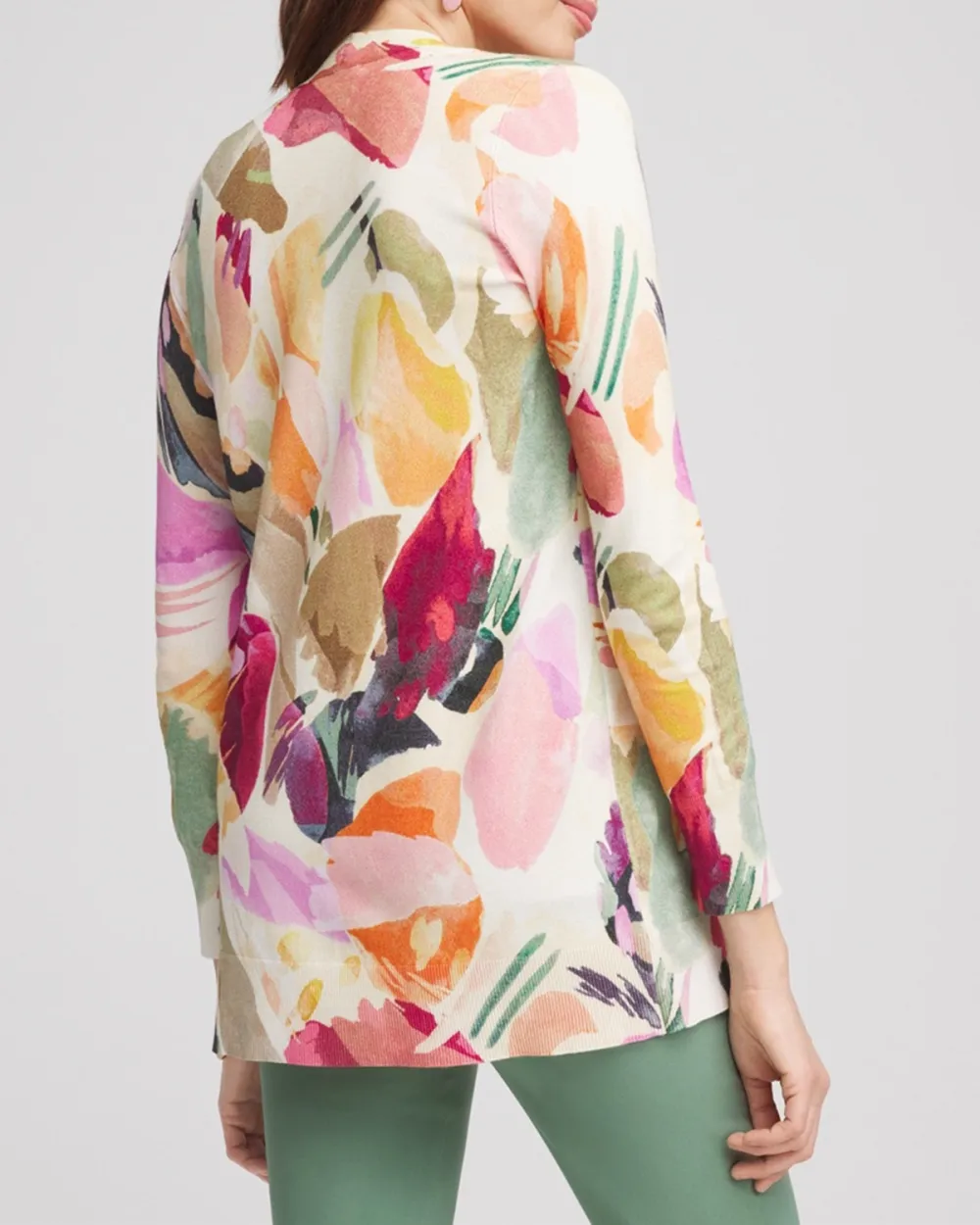Floral Open-Front Cardigan