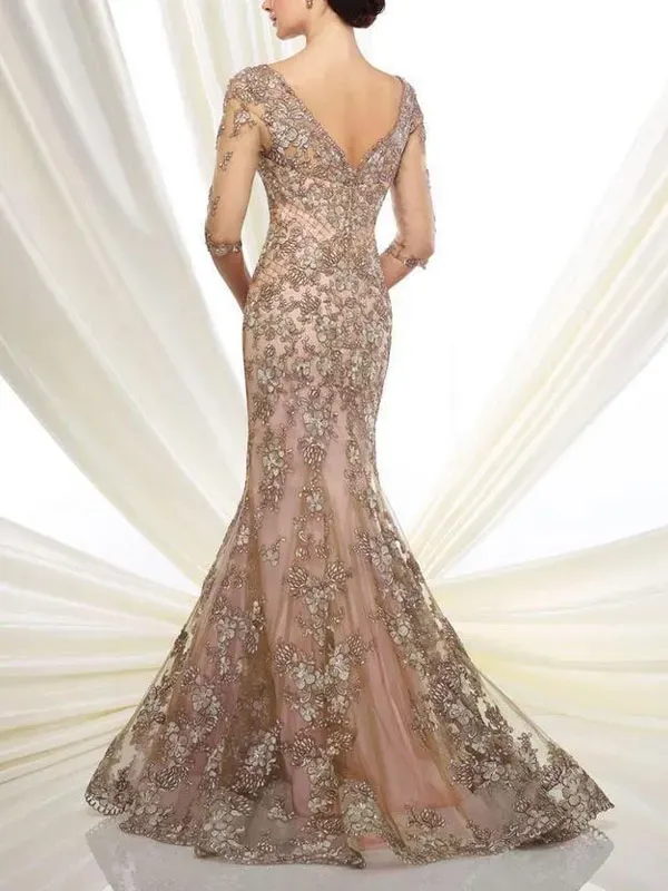 Floral lace tulle mermaid dress