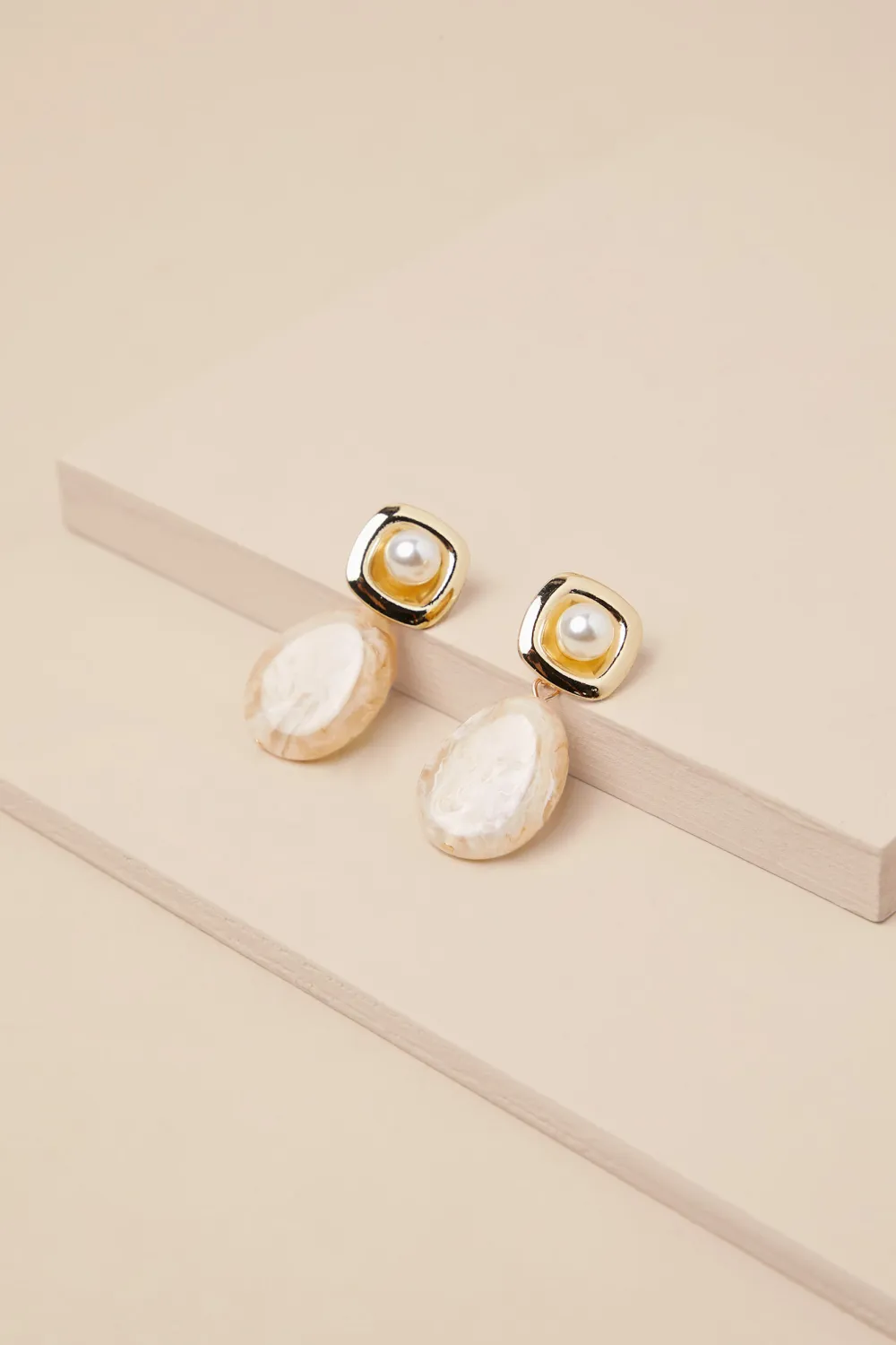 Delicate Marbled Ivory Earrings