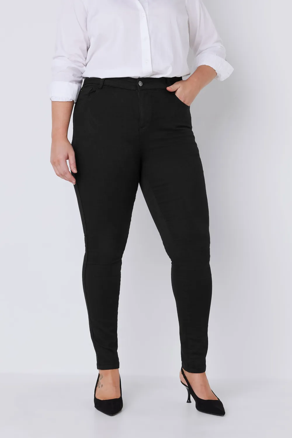EVANS Curve Black High Waisted Skinny Jeans