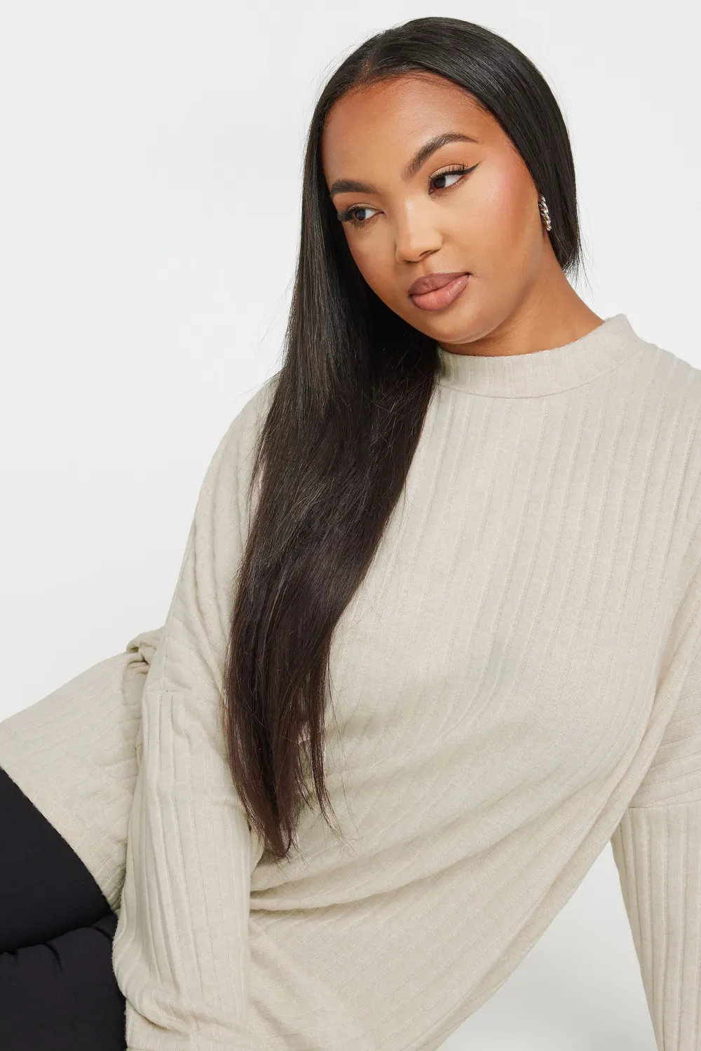 YOURS Curve Charcoal Grey Ribbed Jumper