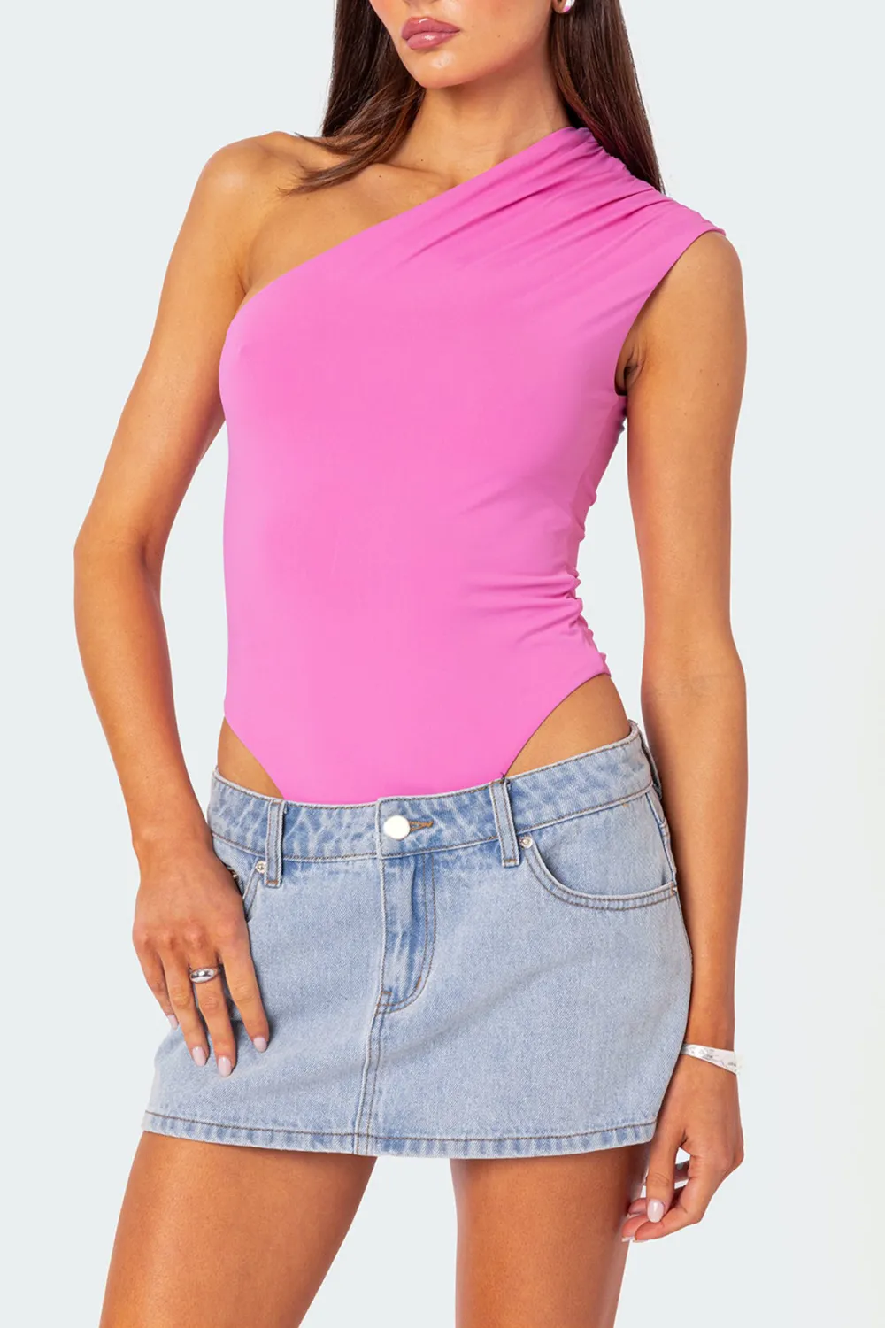 Gathered One Shoulder Bodysuit